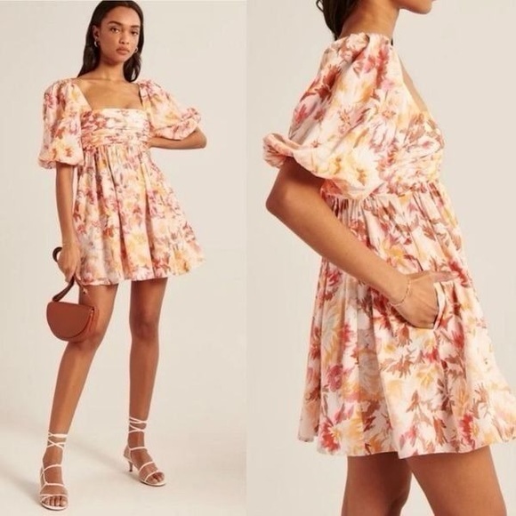 Abercrombie & Fitch Dresses & Skirts - Abercrombie & Fitch Emerson Poplin Puff Sleeve Mini Dress Medium Tall